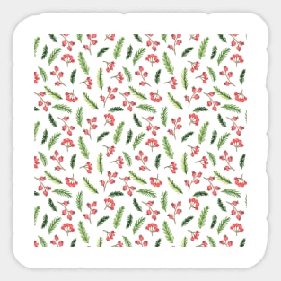 Bright Hand Drawn Christmas Mistletoe Pattern Sticker